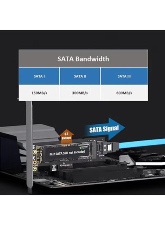 M.2 SATA SSD to 2.5-inch SATA Adapter Card, NGFF M.2 to SATA I/II/III Converter with SATA Cable and Mounting Screws, High-Speed Internal PC Expansion Card - Image 3
